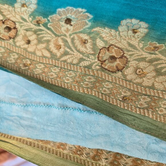 Vintage Turquoise A-line Skirt | Roselani Jasmin | Size X-Large - Picture 7 of 9